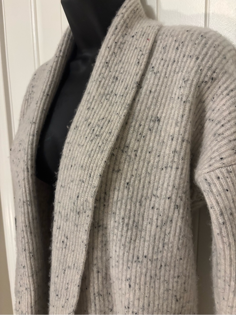 Lands’ End 100% Cashmere Donegal Open Front Shawl Cardigan Sweater Petite M - Picture 2 of 5